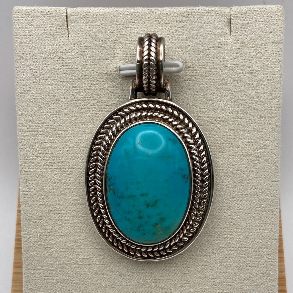Vintage Whitney Kelly Sterling Silver 925 Large Oval Turquoise Pendant